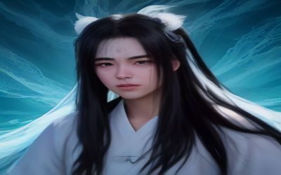 《魔道祖师》动漫画面，蓝忘机与魏无羡在竹海中相遇，国风水墨笔触，氛围唯美